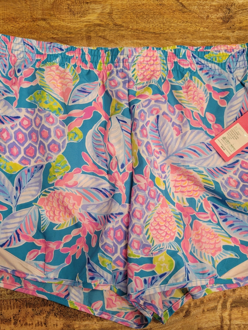Lilly Pulitzer Pink & Aqua Pineapple-Print Athletic Shorts